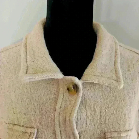 Levis Womens Cropped Wool Blend Shacket In Oat L - Picture 10 of 14
